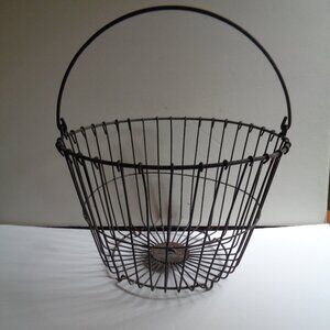 Antique Iron Egg Basket with Handle Country Farmhouse Decor